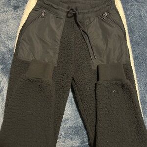 Aerie pair of Black and Beige Sherpa Jogger Pants